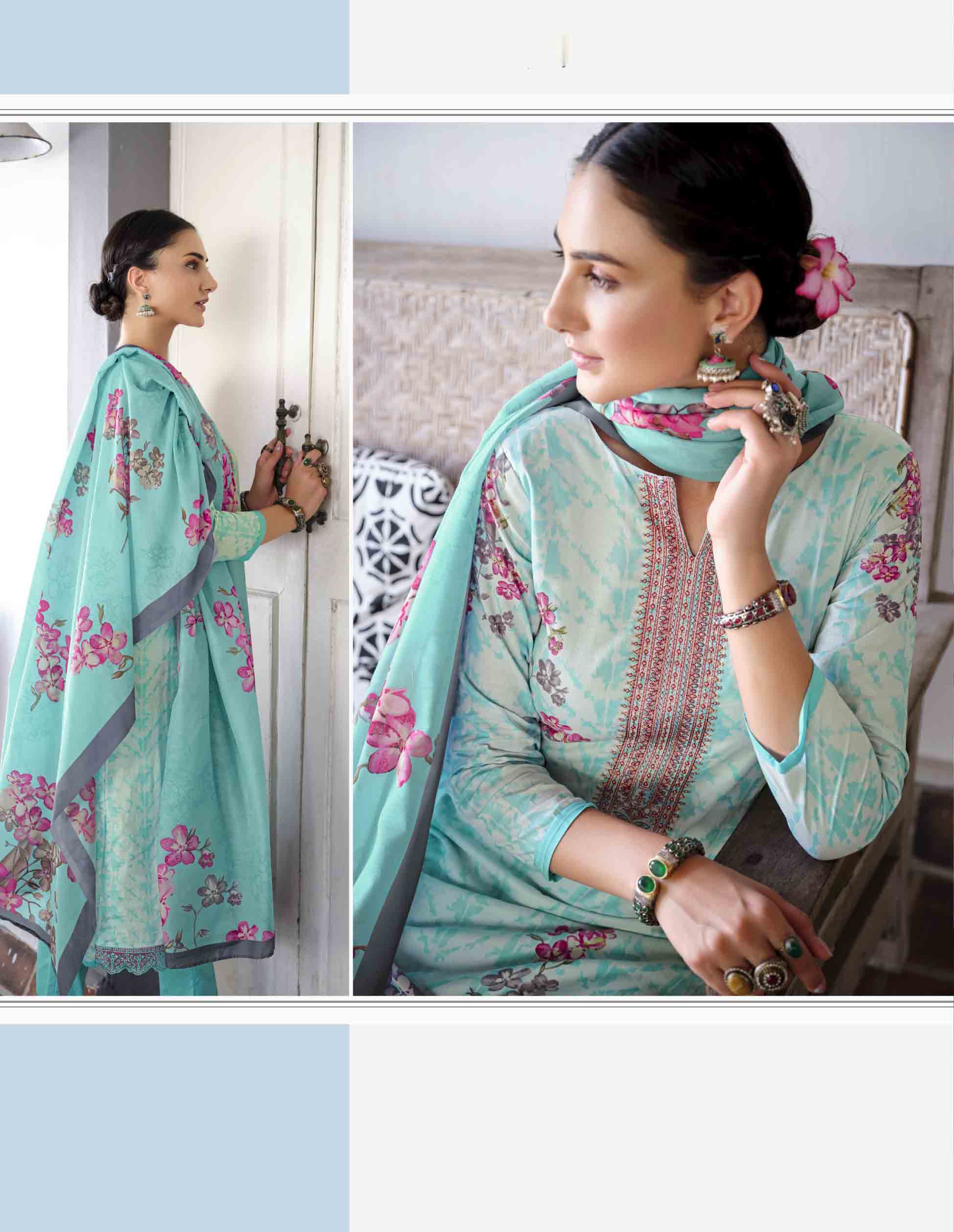 Buy Grey Cotton Traditional Wear Embroidery Work Dress Material Online From  Wholesale Salwar.