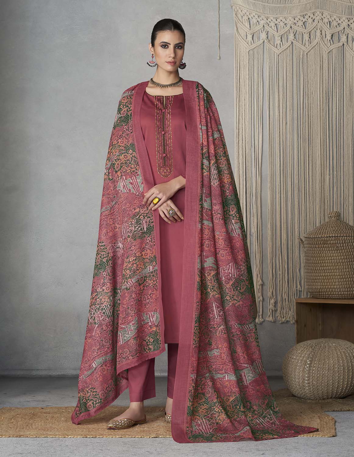 Pure Cotton Satin Unstitched Women Suit Material with Embroidery