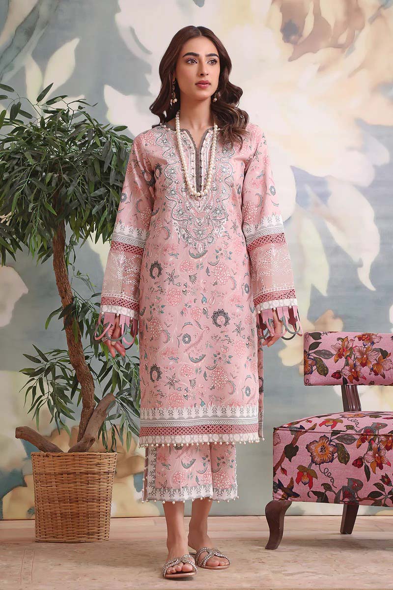 Jade Flora Embrodiered Pink Pakistani Lawn Suits - Stilento
