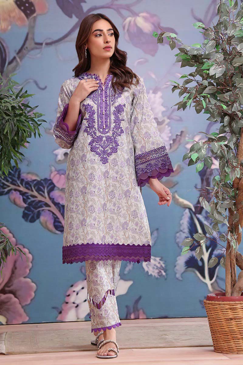 Jade Flora Embrodiered Purple Pakistani Lawn Suits - Stilento