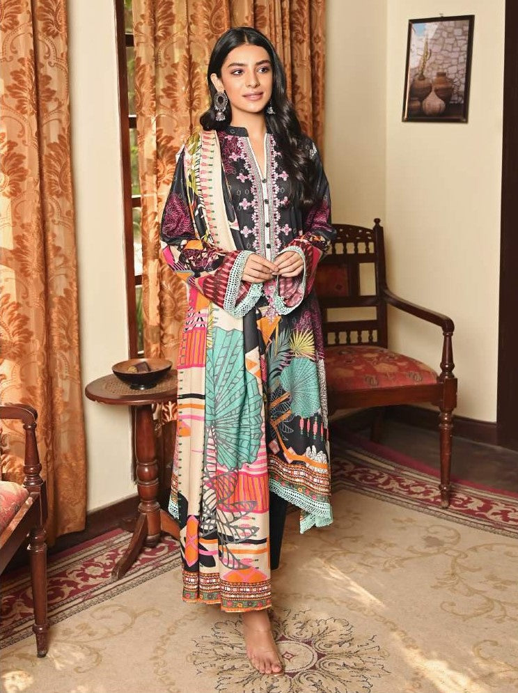 Mirha Printed Unstitched Embroidered Lawn Pakistani Suit