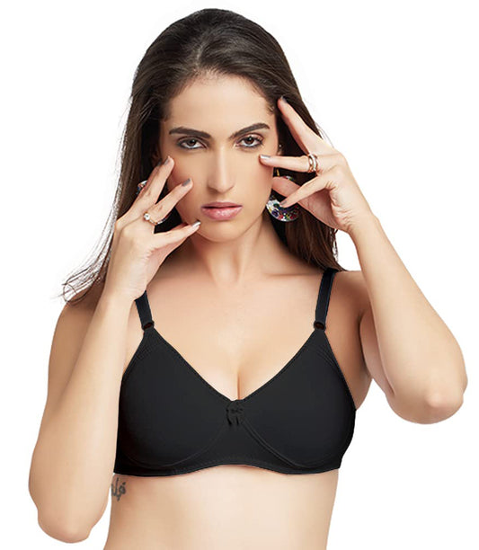 Lovable Women Full Coverage Classic Non Padded Bra Black - Stilento