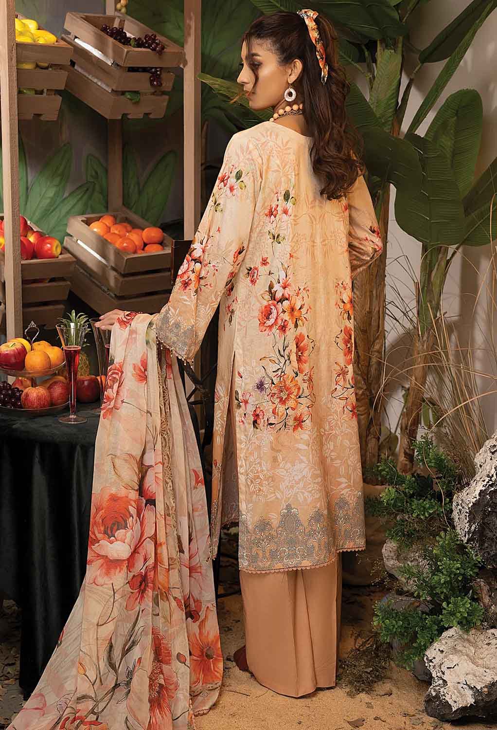 Adan's Libas Summer Fantasy Lawn Unstitched Pakistani Suit Peach