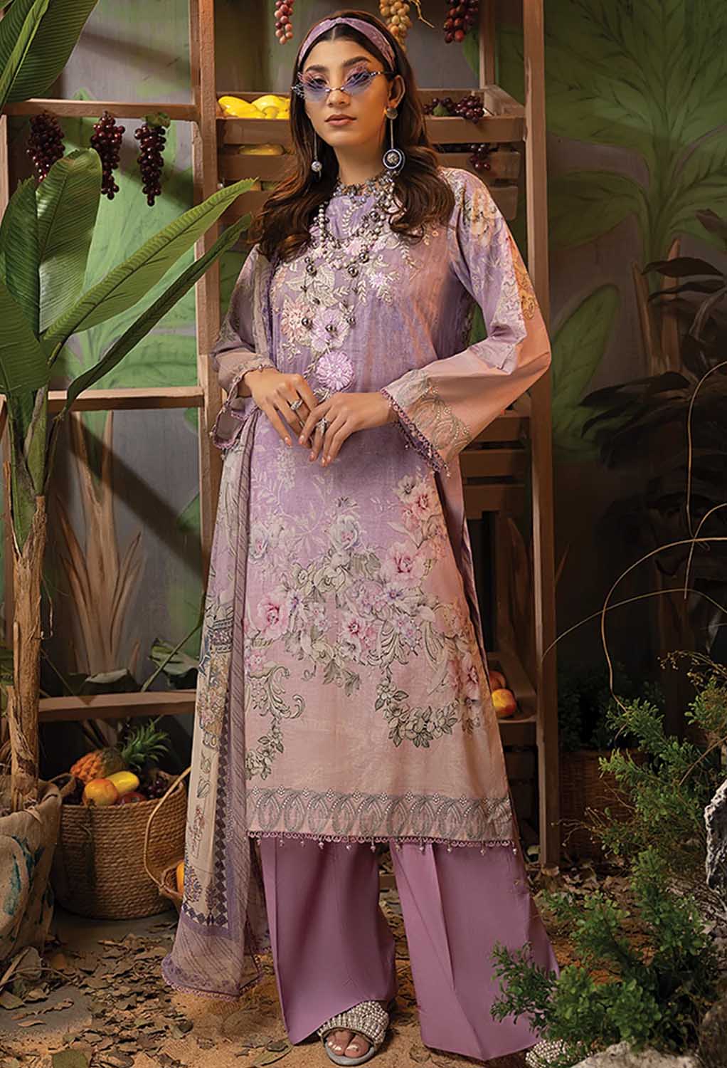 Adan's Libas Summer Fantasy Lawn Unstitched Pakistani Suit Lilac