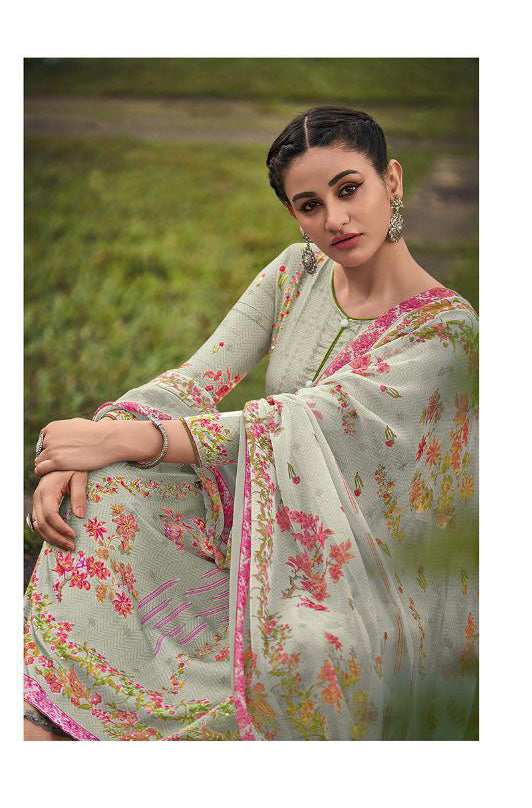 Deepsy Unstitched Printed Light Grey Jam Cotton Printed Suits Material - Stilento