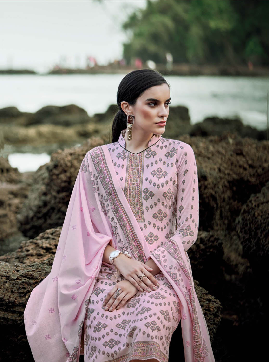 Sargam Unstitched Pink Cotton Suits Dress Materials for Women