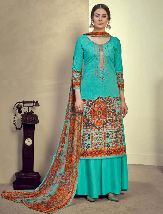 Unstitched Woman Cotton Embroidery Suits Dress Materials