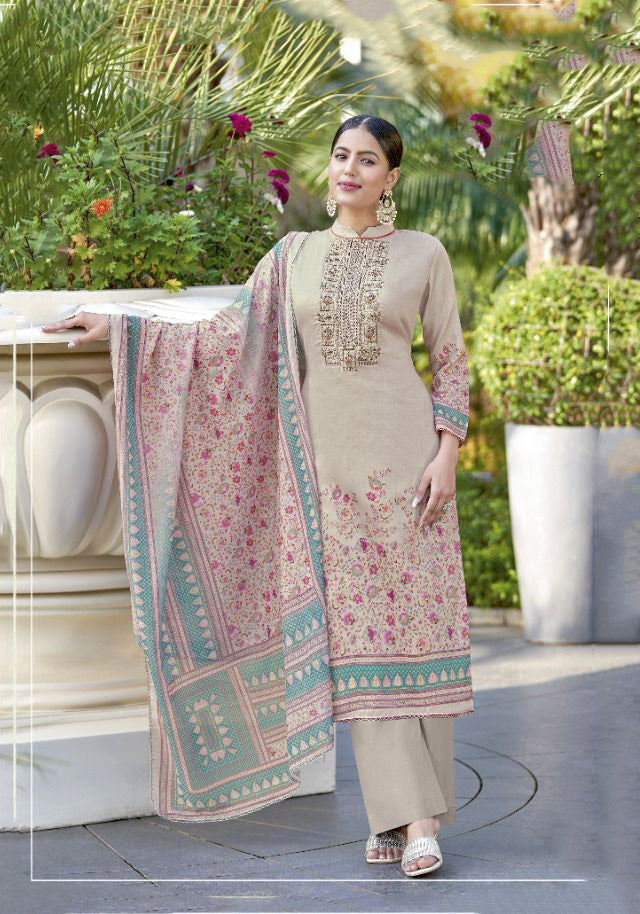 Alok Unstitched Cotton Salwar Suits Material With Dupatta - Stilento