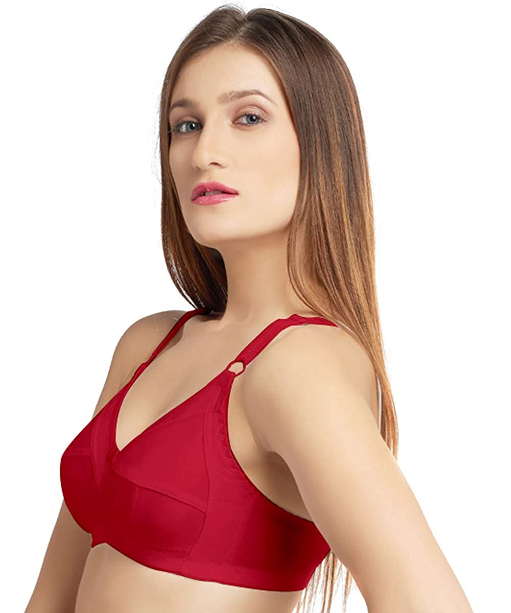 Buy DAISY DEE Women's Cotton Full Coverage Non-Padded High Impact Support  Wirefree Bra with Different Color Strap Saree Bra - (C/RED_Size-30B) - Diya  at
