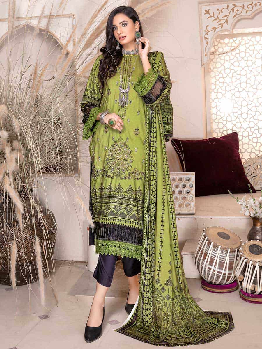 Blossom By Aalaya Unstitched Print and Embroidered Staple Winter Pakistani Suit - Stilento