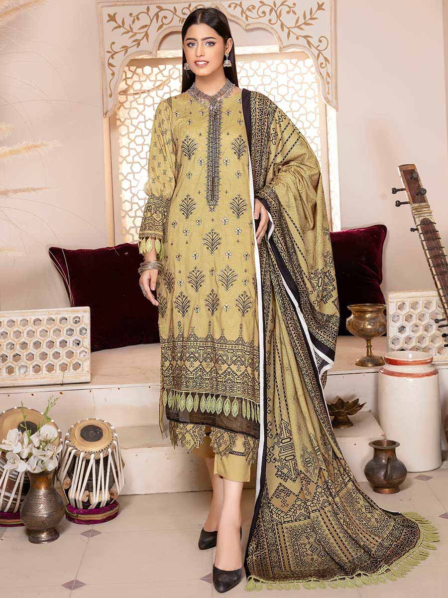 Blossom By Aalaya Unstitched Print and Embroidered Winter Pakistani Suit - Stilento