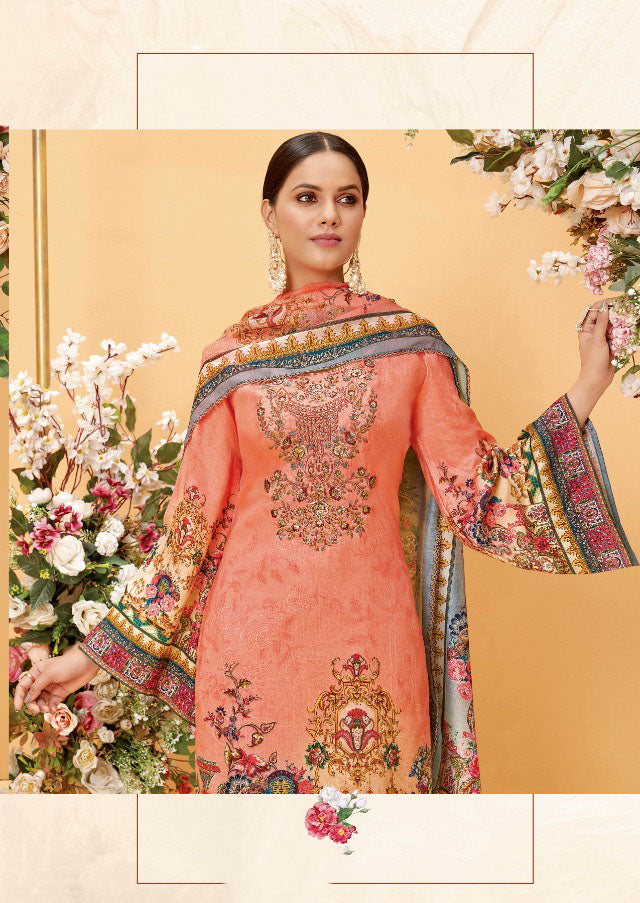 Alok Unstitched Pakistani Style Cotton Suits with Embroidery - Stilento