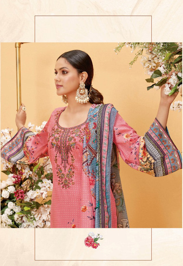 Alok Unstitched Pakistani Style Cotton Suits with Embroidery - Stilento