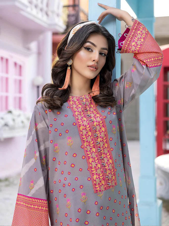 Charizma Nazneen Grey Printed Lawn Pakistani Suits - Stilento