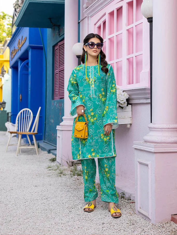 Charizma Nazneen Green Printed Lawn Pakistani Suits - Stilento