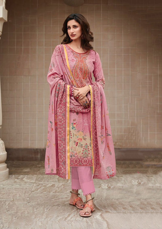 Mumtaz Arts Unstitched Lawn Cotton Suit With Embroidery