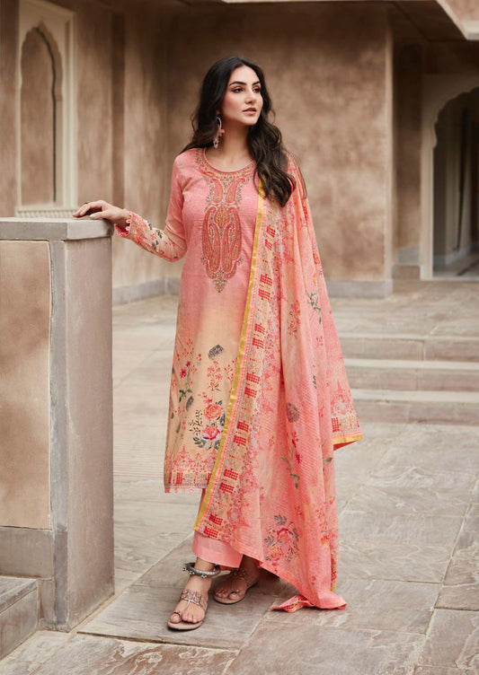 Mumtaz Arts Unstitched Lawn Cotton Suit With Embroidery