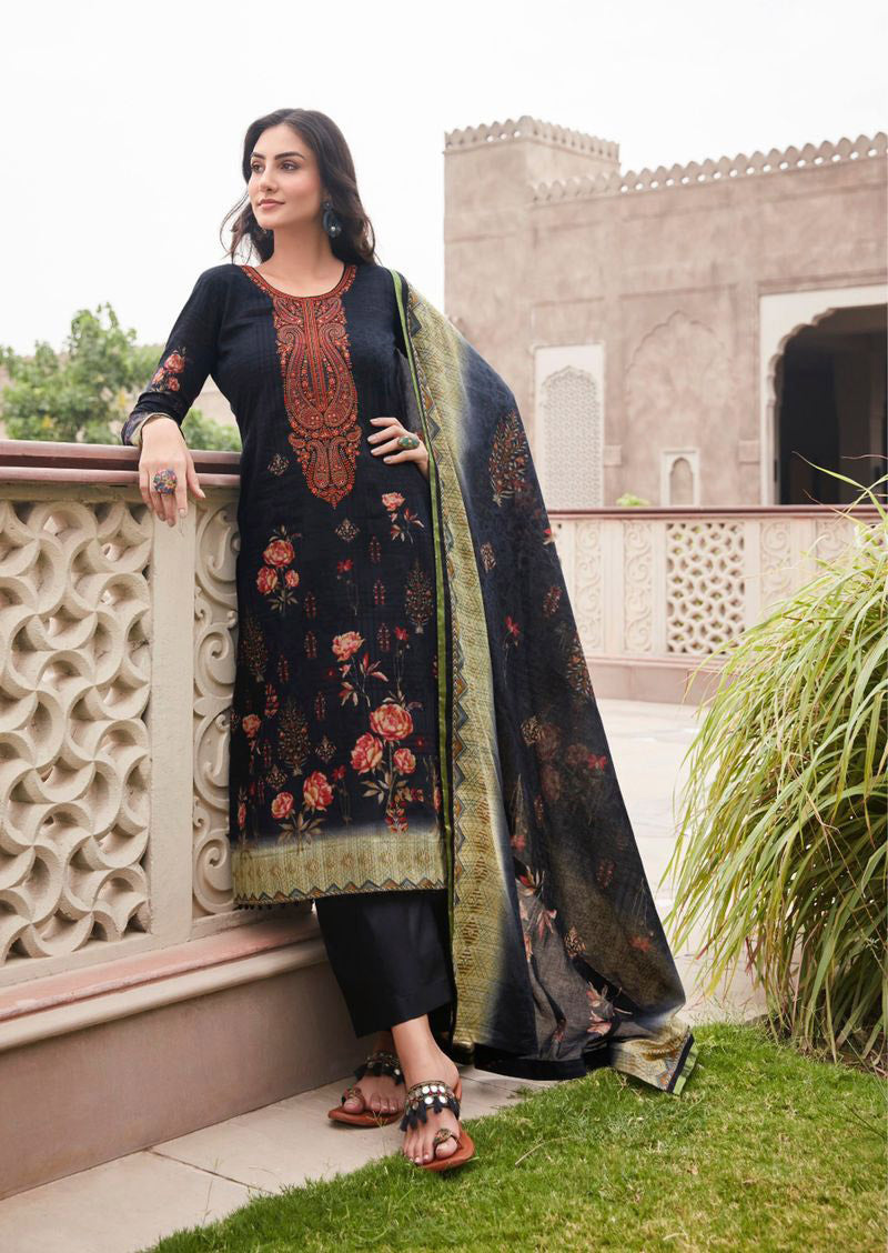 Mumtaz Arts Unstitched Lawn Cotton Suit With Embroidery - Stilento