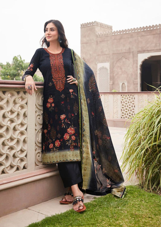 Mumtaz Arts Unstitched Lawn Cotton Suit With Embroidery