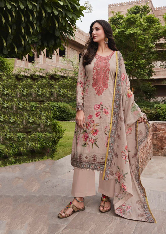 Mumtaz Arts Unstitched Lawn Cotton Suit With Embroidery