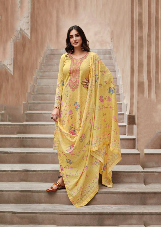 Mumtaz Arts Unstitched Lawn Cotton Suit With Embroidery