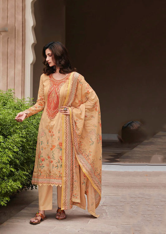 Mumtaz Arts Unstitched Lawn Cotton Suit With Embroidery