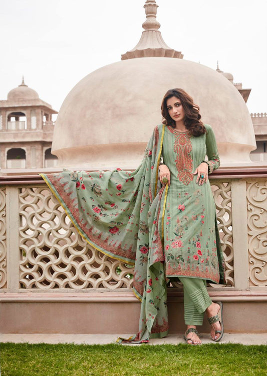 Mumtaz Arts Unstitched Lawn Cotton Suit With Embroidery