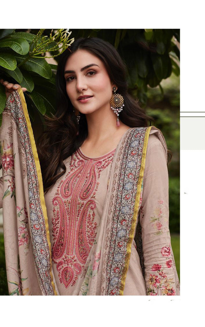 Mumtaz Arts Unstitched Lawn Cotton Suit With Embroidery - Stilento