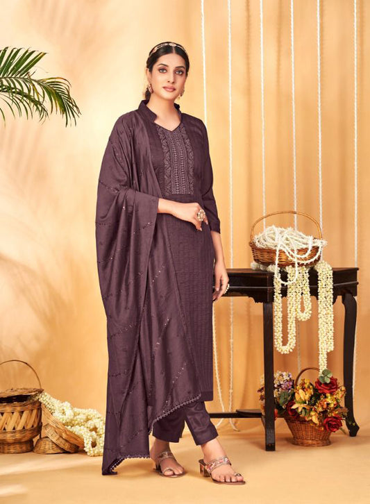 Unstitched Party Wear Chinon Dress Material Suits