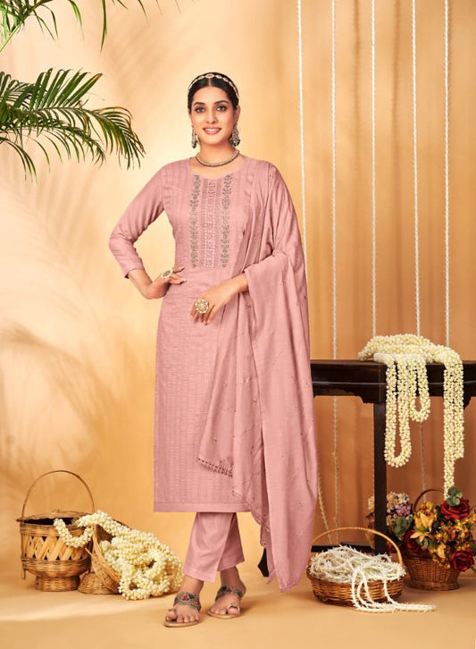 Unstitched Party Wear Chinon Dress Material Suits