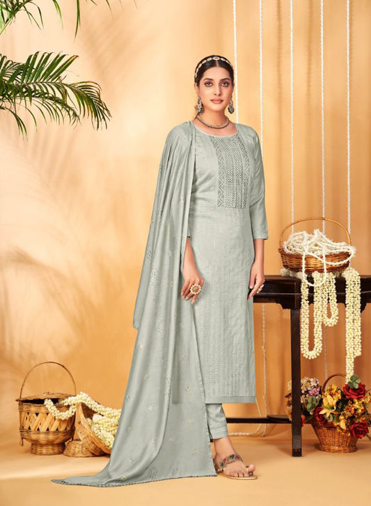 Unstitched Party Wear Chinon Dress Material Suits - Stilento