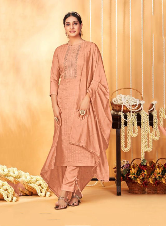 Unstitched Party Wear Chinon Dress Material Suits