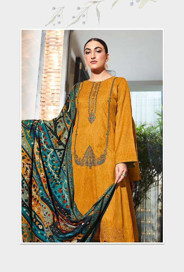 Mumtaz Arts Pashmina Yellow Winter Unstitched Suits for Ladies - Stilento