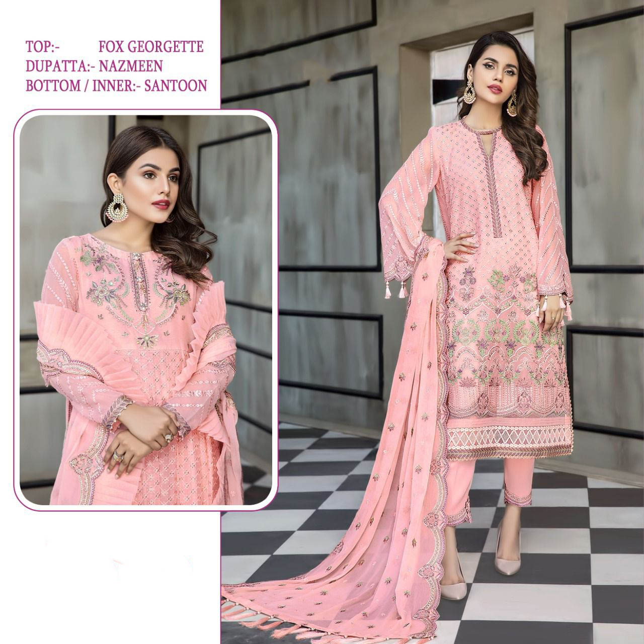 Shree Fabs Georgette Pakistani Pink Salwar Suits - Stilento