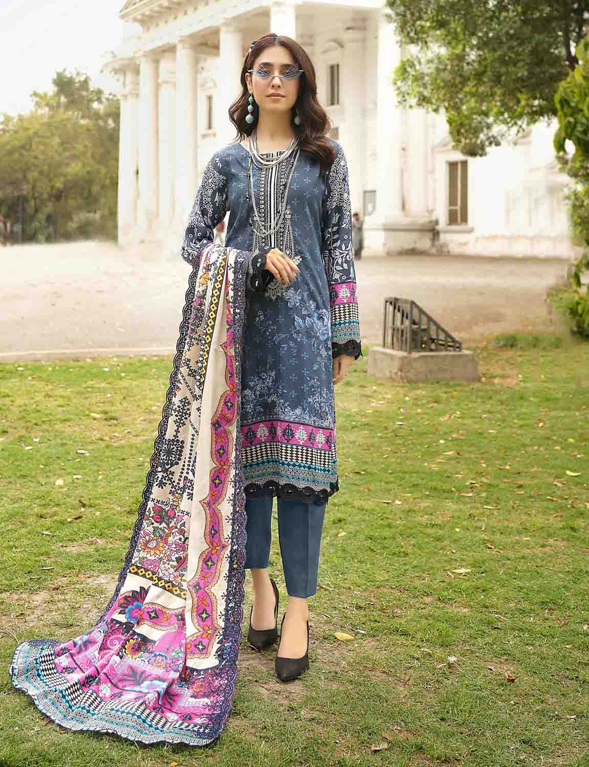 Ramsha By Zesh Unstitched Embroidered Lawn Pakistani Suits