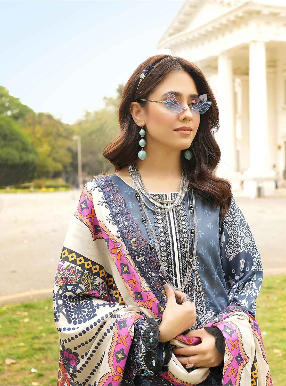 Ramsha By Zesh Unstitched Embroidered Lawn Pakistani Suits