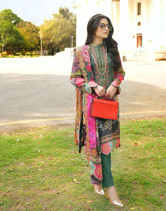 Ramsha By Zesh Unstitched Lawn Pakistani Suit Green