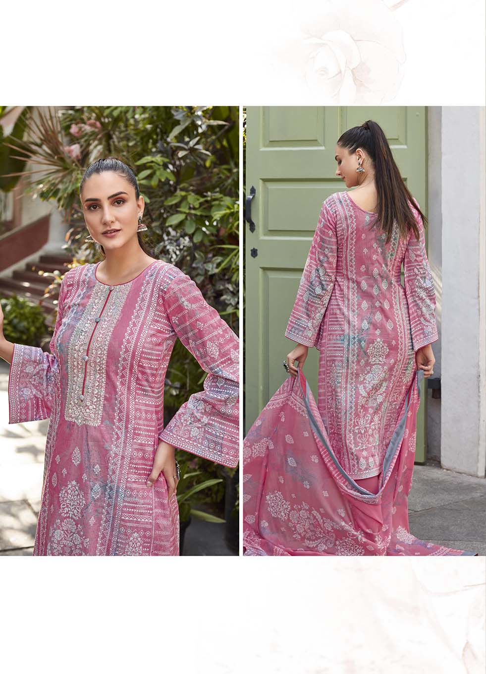 Mumtaz Pure Lawn Cotton Unstitched Suit Material with Embroidery