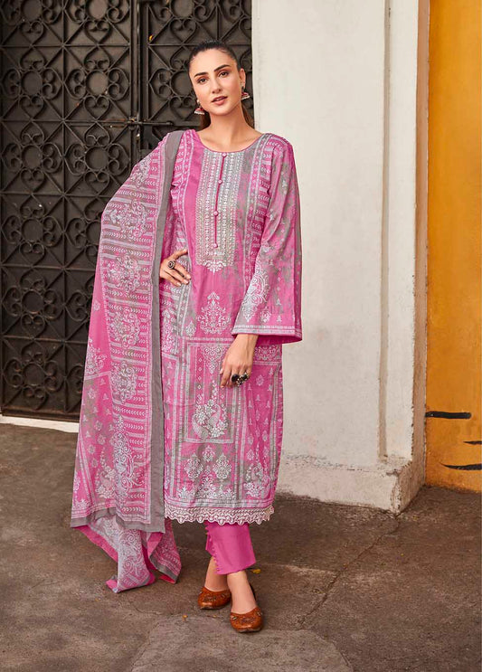 Mumtaz Pure Lawn Cotton Unstitched Suit Material with Embroidery