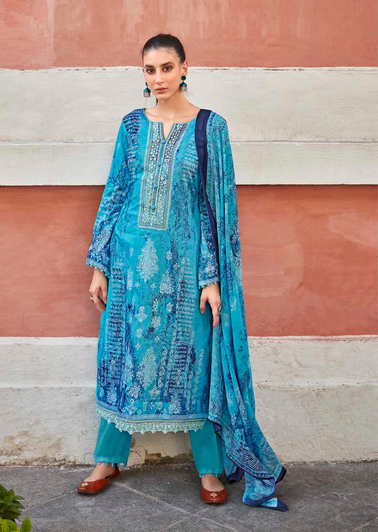 Mumtaz Pure Lawn Cotton Unstitched Suit Material with Embroidery