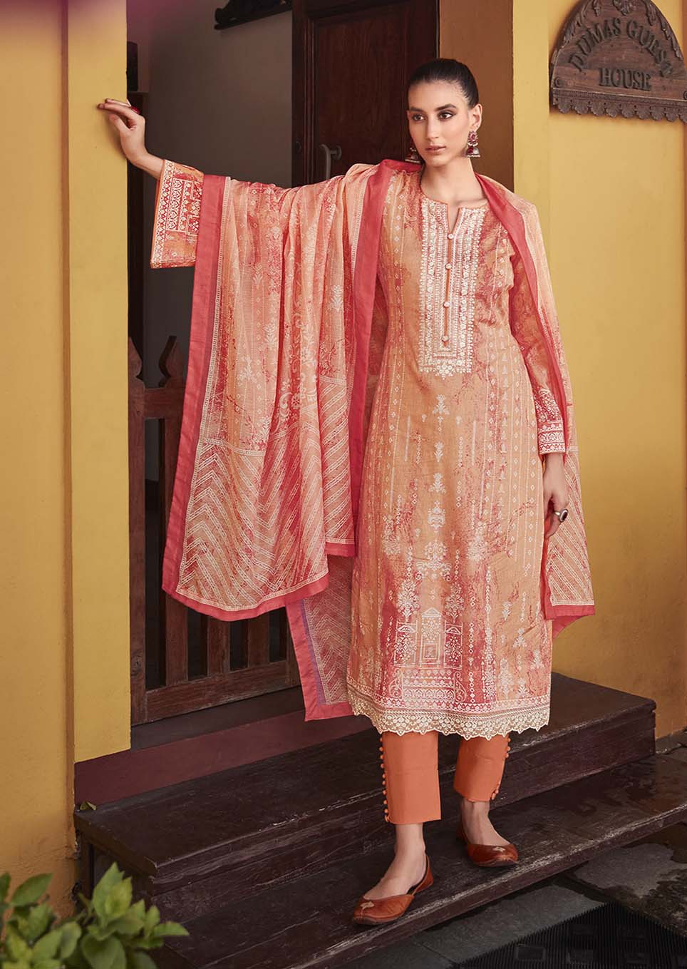 Mumtaz Pure Lawn Cotton Unstitched Suit Material with Embroidery