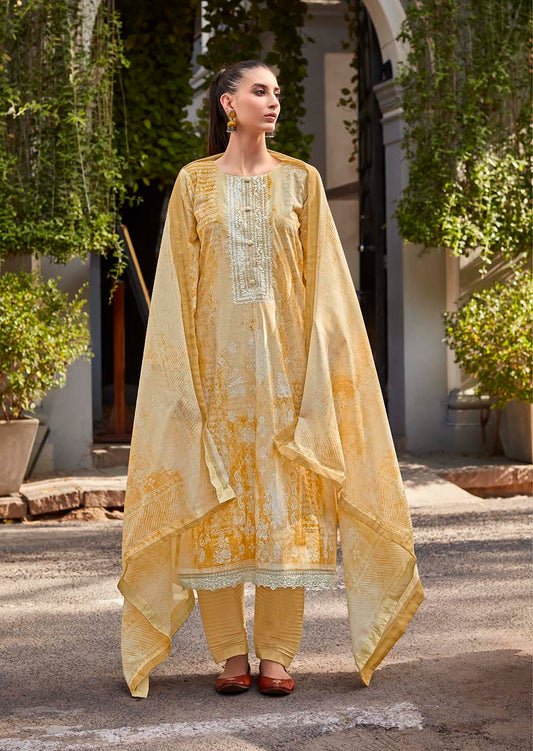 Mumtaz Pure Lawn Cotton Unstitched Suit Material with Embroidery