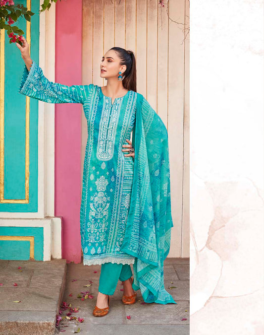 Mumtaz Pure Lawn Cotton Unstitched Suit Material with Embroidery