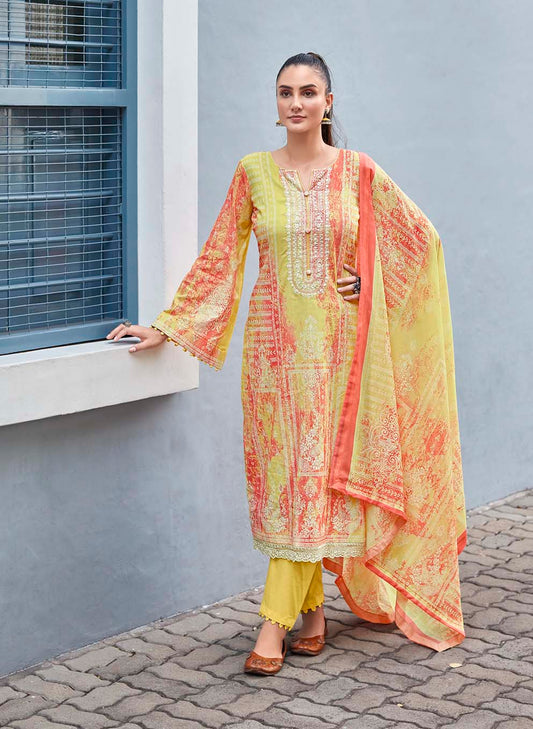Mumtaz Pure Lawn Cotton Unstitched Suit Material with Embroidery