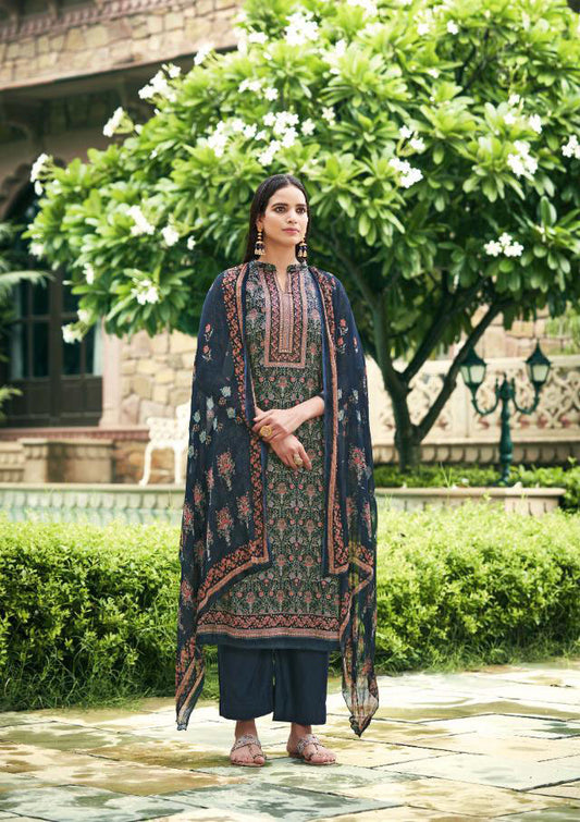 Sargam Pure Jam Cotton Unstitched Black Salwar Suit