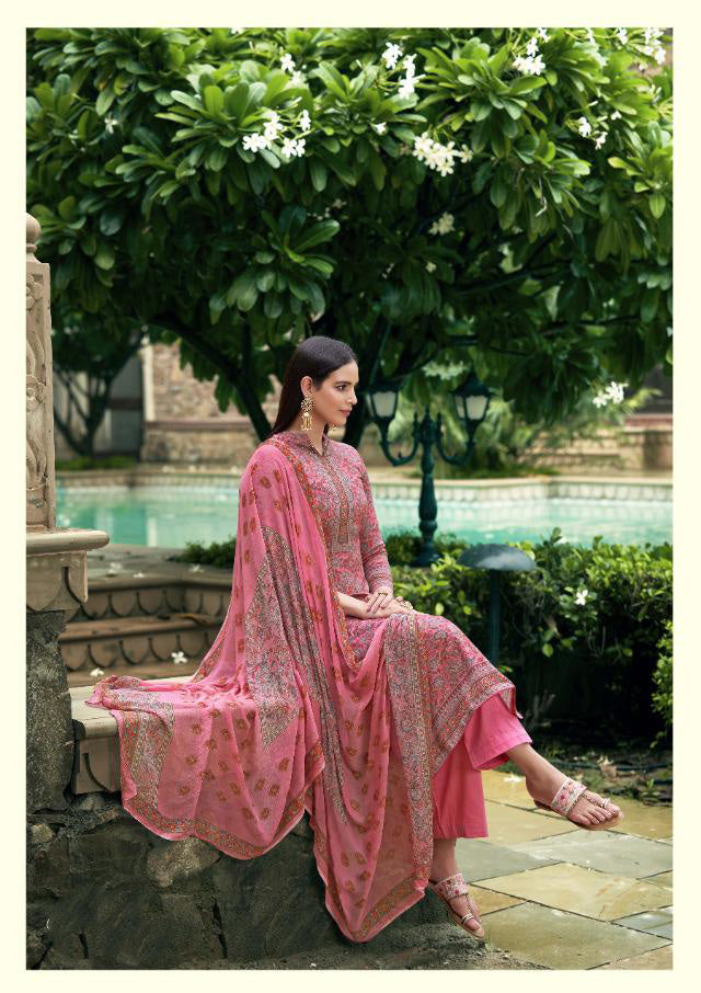 Sargam Pure Jam Cotton Unstitched Pink Salwar Suit - Stilento