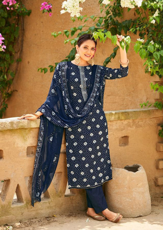 Sujyoti Unstitched Slub Cotton Printed Suit With Embroidery - Stilento