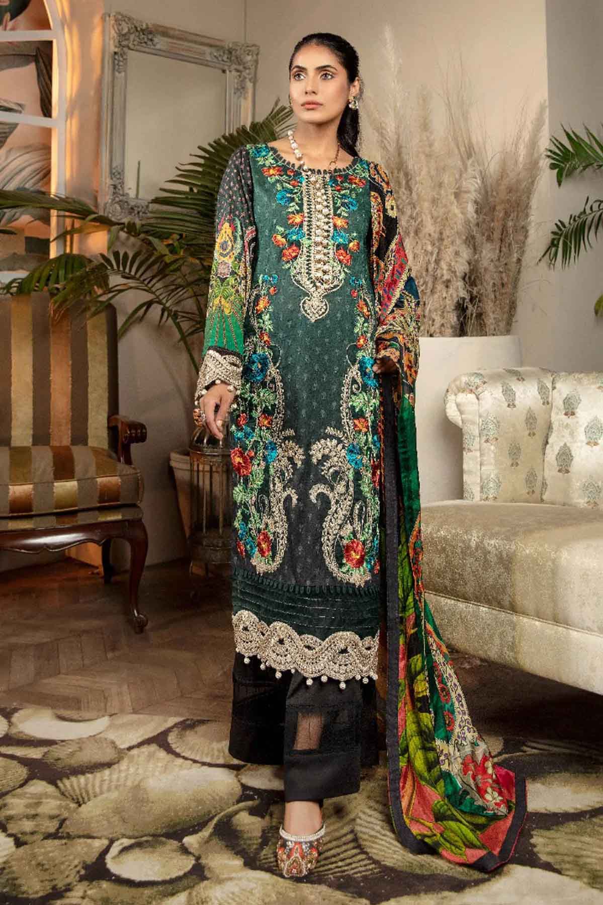 Adan's Libas Ibtida Embroidered Black Lawn Pakistani Suits - Stilento