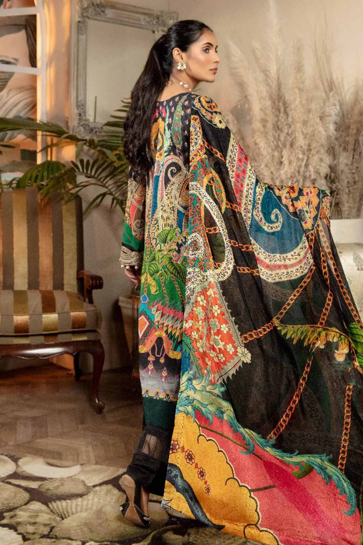 Adan's Libas Ibtida Embroidered Black Lawn Pakistani Suits - Stilento