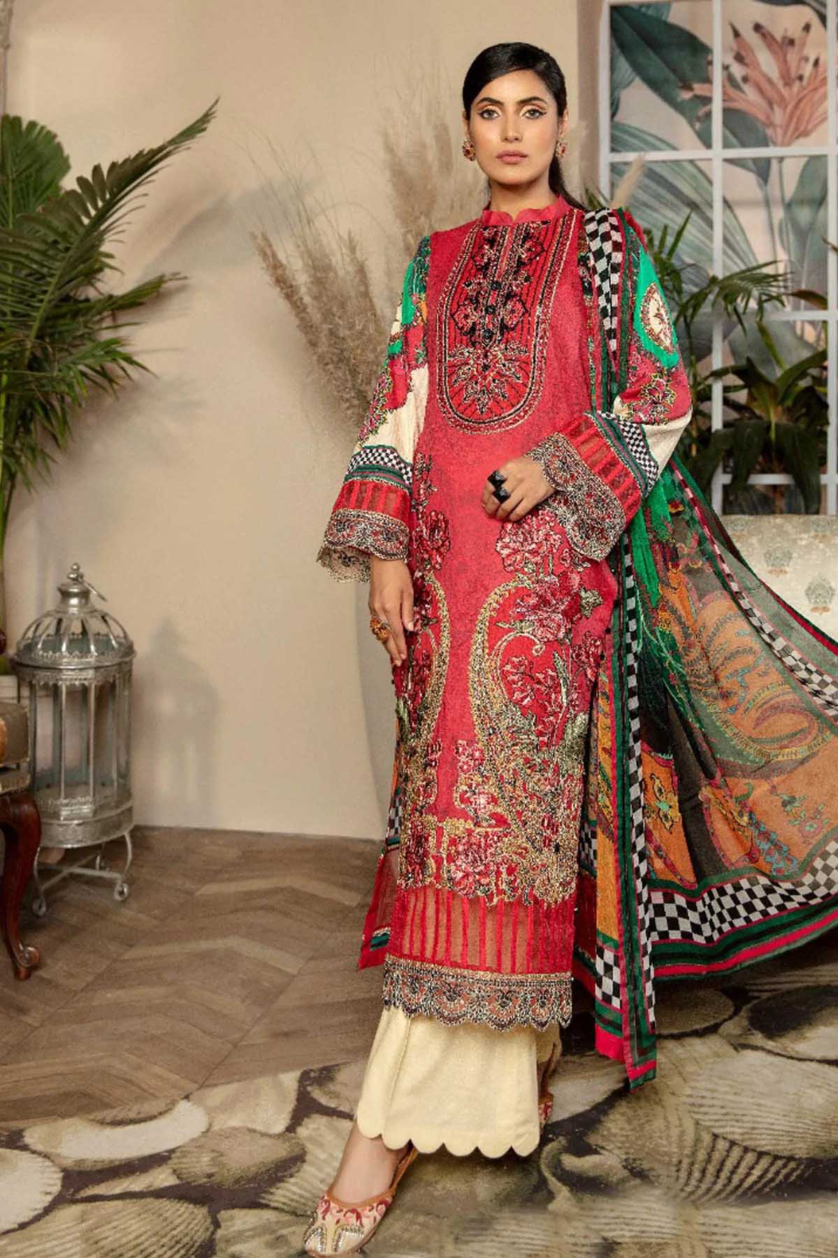 Adan's Libas Ibtida Embroidered Red Lawn Pakistani Suit - Stilento